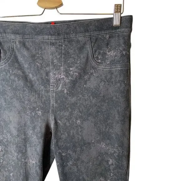 SPANX Gray Acid Wash X-Large Jean-ish Twill Pull-on Shaping Ankle Leggings - Picture 3 of 9